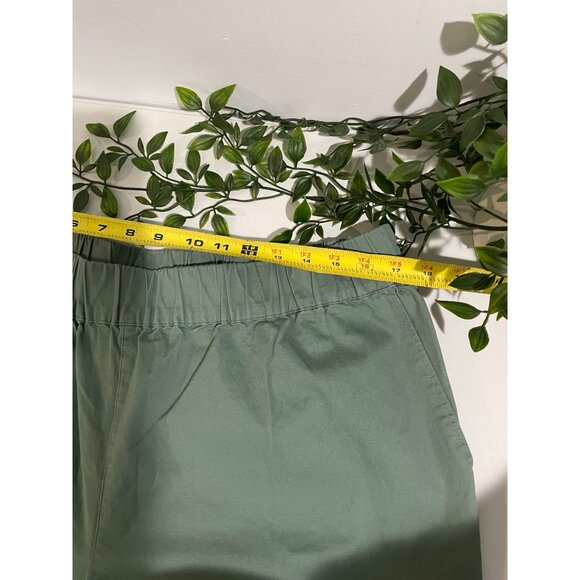 On 34th Womens Olive Green Elastic Waist Wide-Leg Pants 1X Cotton Blend - Picture 8 of 14